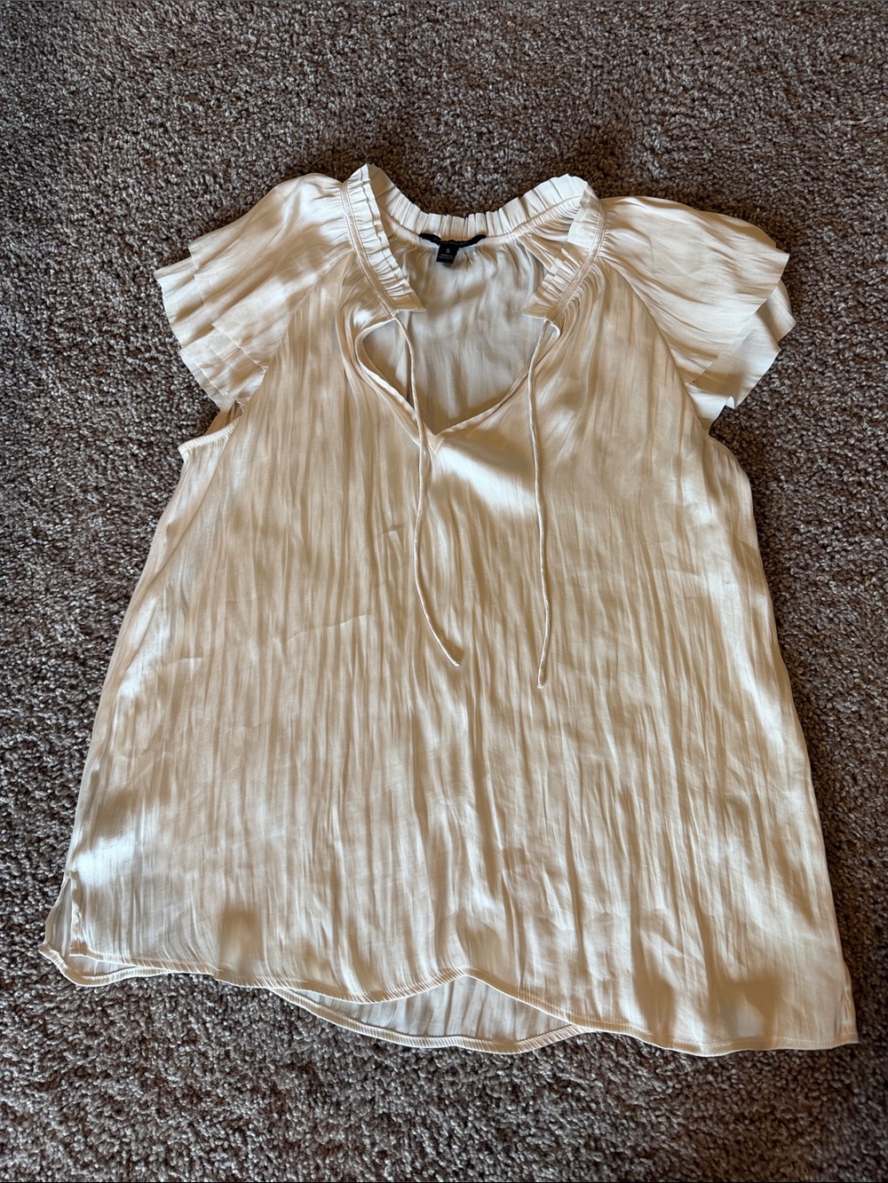 Banana Republic Cream Ruffle Tie-Front Blouse